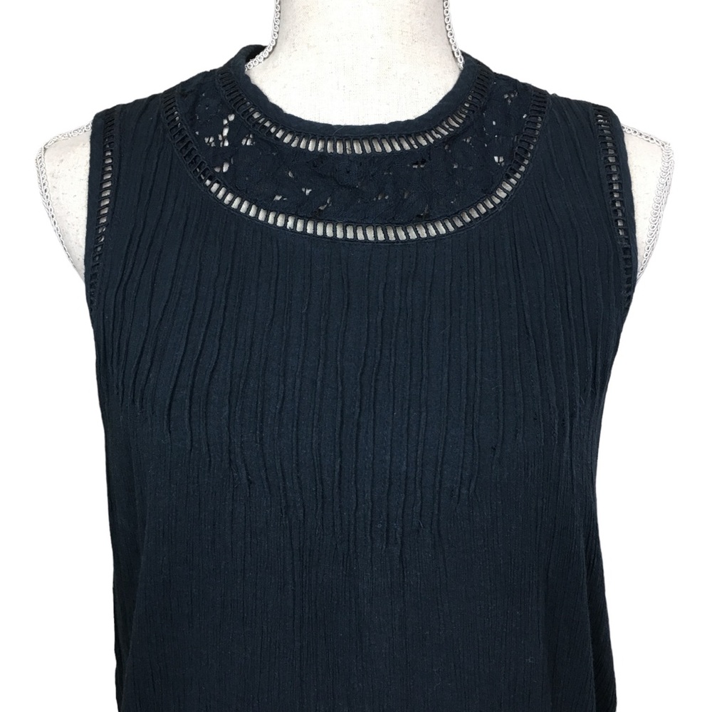 SuperDry Sleeveless Ribbed Lace Midi Dress, Size Small Blue - Picture 2 of 7